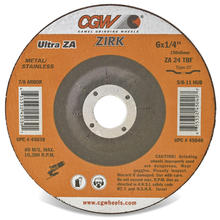 CGW Abrasives 35624 - 1/4" Depressed Center Grinding Wheels, Type 27 - Zirconia